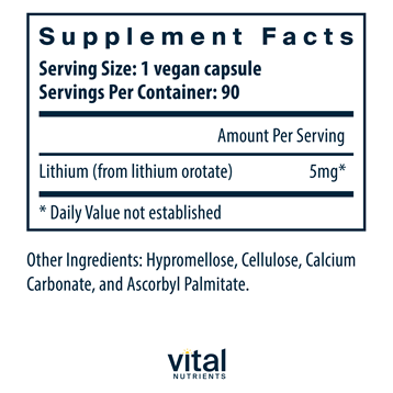 Lithium (orotate) 5 mg 90 vegcaps