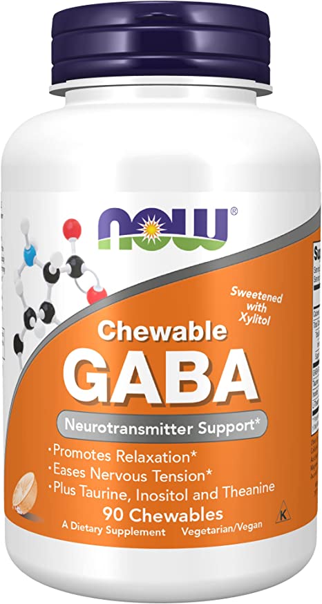 GABA (Gamma-Aminobutyric Acid), Neurotransmitter Support*, Orange Flavor, 90 Chewables